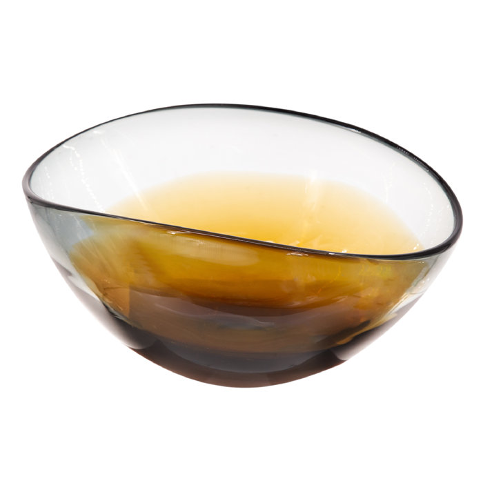 Wrought Studio Chayni Glass Oval Decorative Bowl in Amber/Black Wayfair